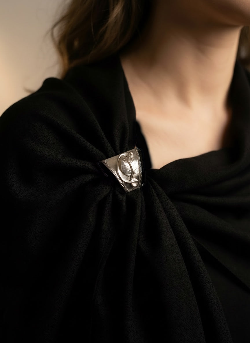 Small scarf ring, silver plated