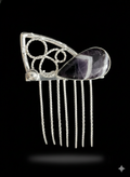 Hair comb silver plated with amethyst stone