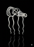 Hair comb, silver plated with labradorite bead