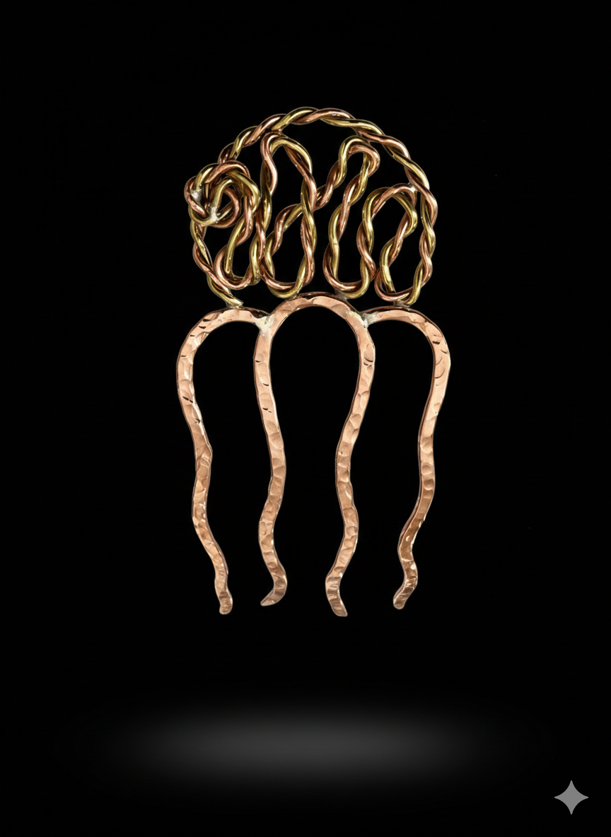 Hair comb mixed metals with 4 prongs