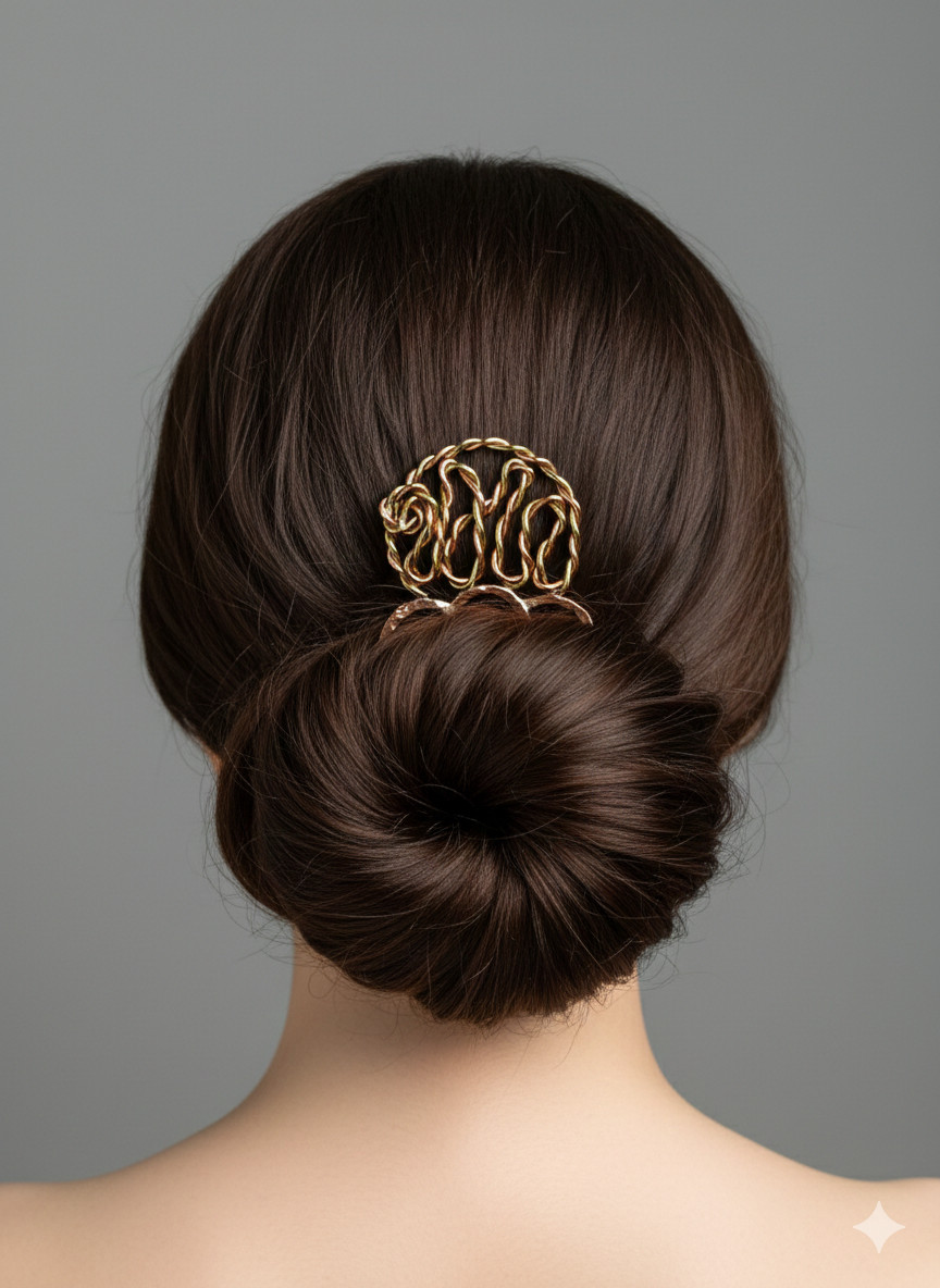 Hair comb mixed metals with 4 prongs