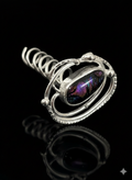 Small hair screw, silver plated with handmade dichroic glass