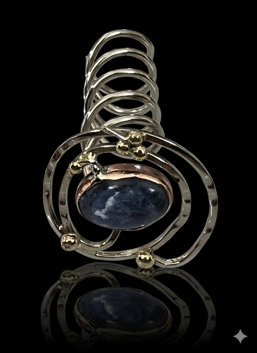 Large hair screw with blue sodalite stone