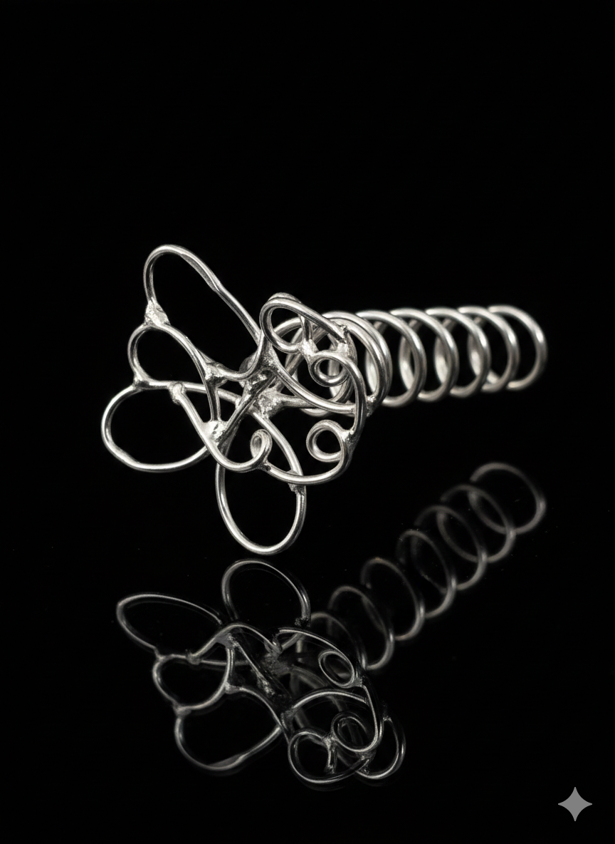 Large hair screw, silver plated