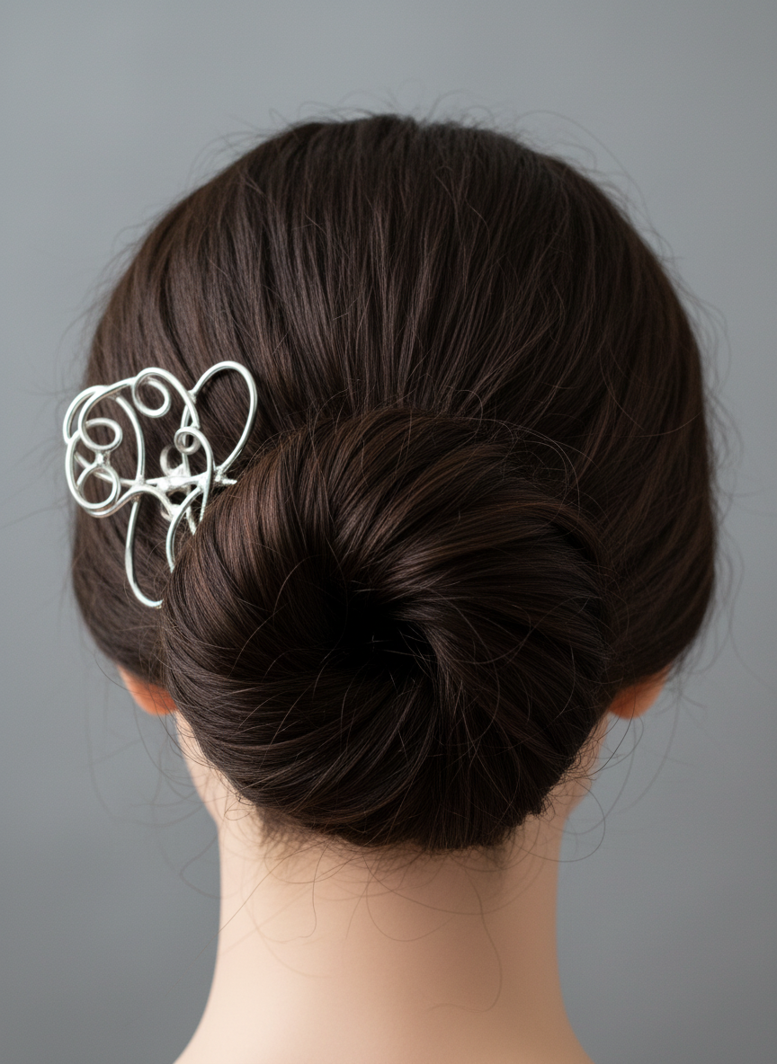 Large hair screw, silver plated