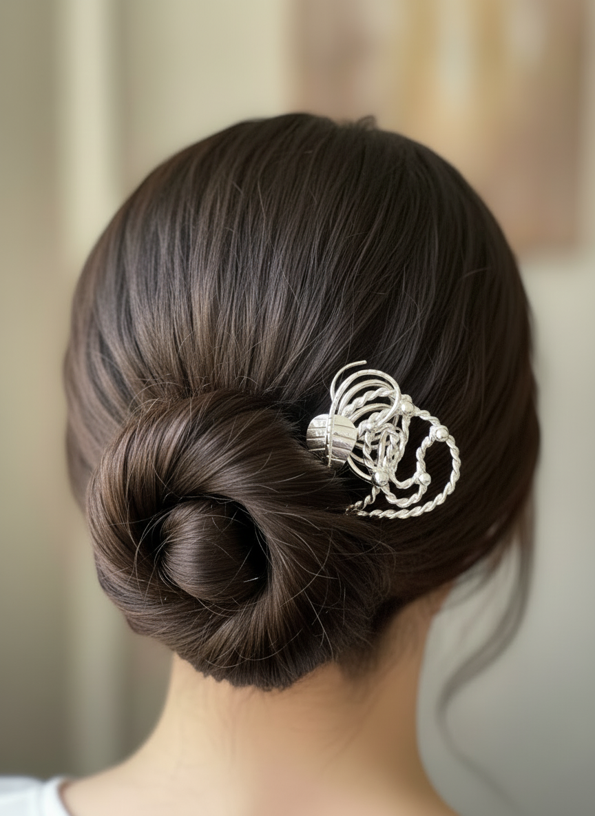 Large hair screw, silver plated