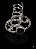 Large hair screw, silver plated with dark blue gold stone