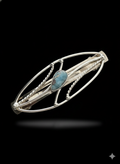 Large barrette, silver plated with larimar stone