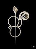 Scarf pin, silver plated with labradorite stone