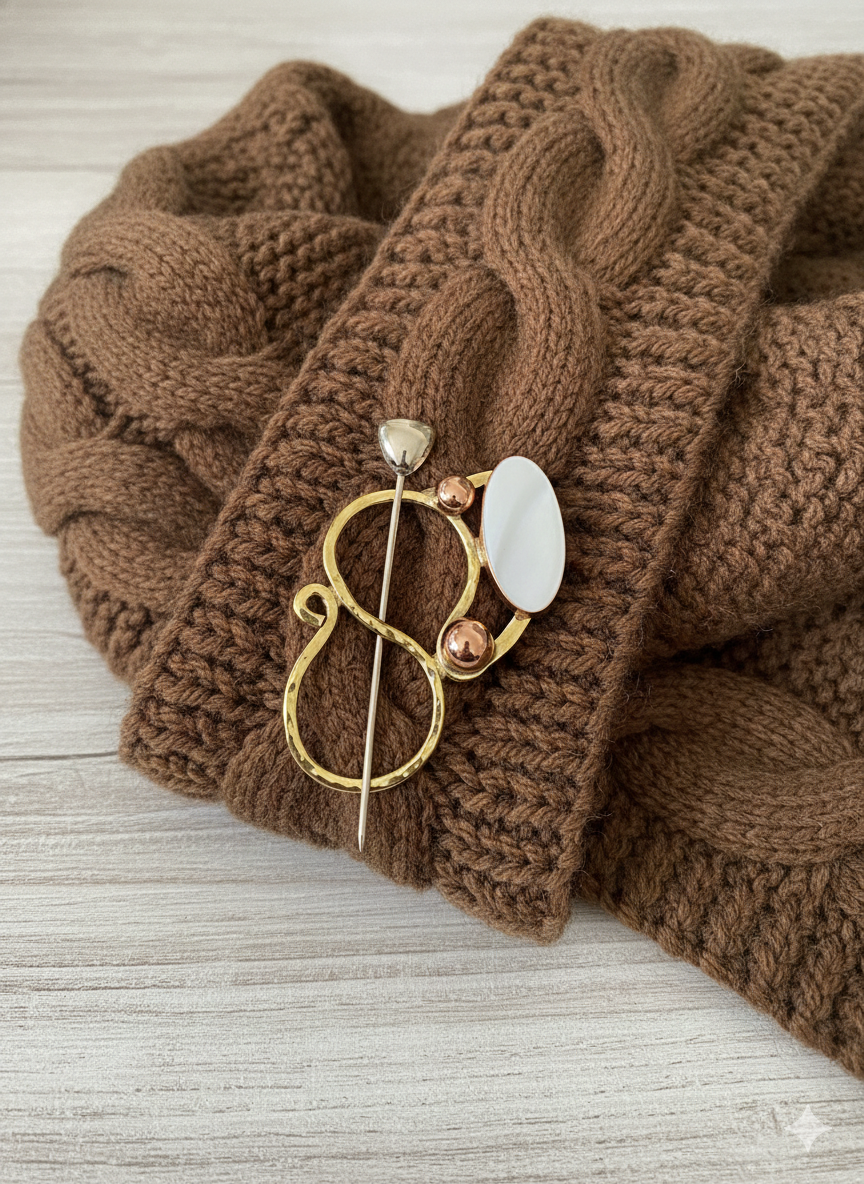 Scarf pin with shell