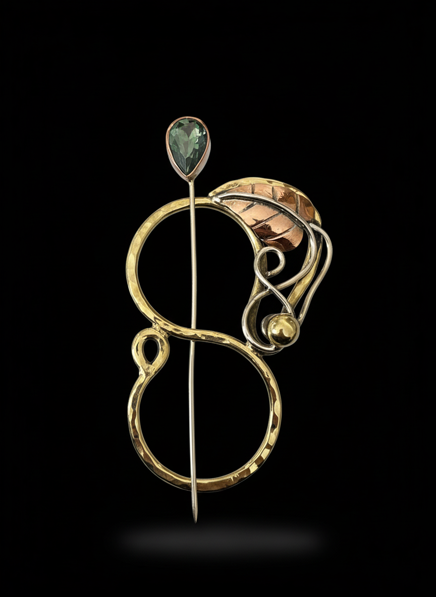 Scarf pin with leaf