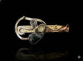 Large Barrette, mixed metals with moss agate stone