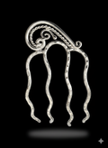 Hair comb, silver plated with 4 prongs