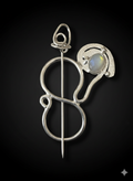 Scarf pin, silver plated with moon stone